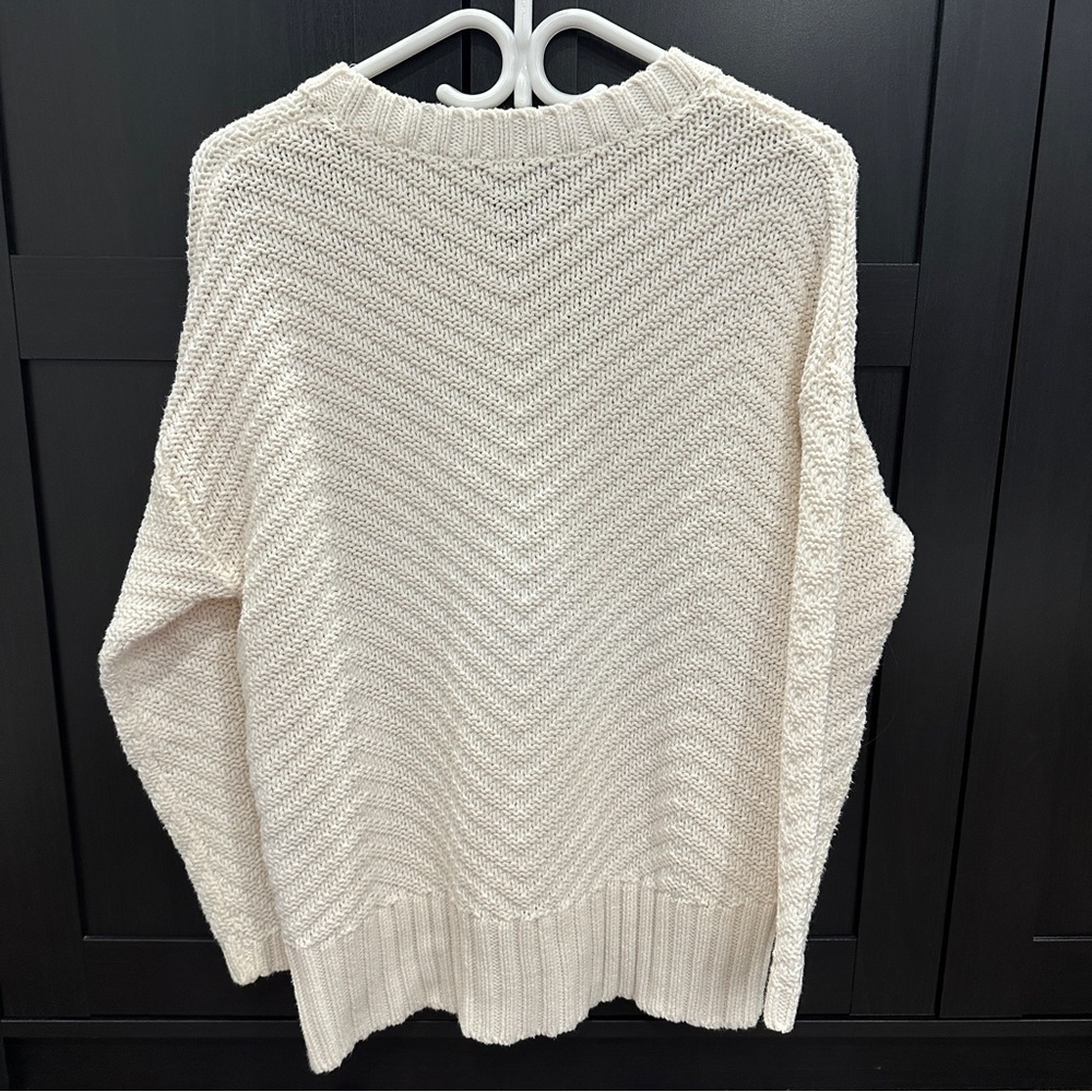 Roots Cotton Blend Knit Oversized Ivory Sweater Size XS Women’s - Picture 6 of 10